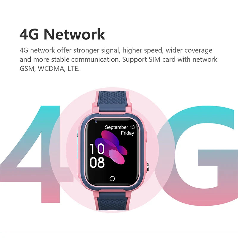 Kids' LT21 4G Smart Watch with GPS, WiFi, Video Call, SOS, IP67 Waterproof Design, Camera, Tracker, Location, and Phone