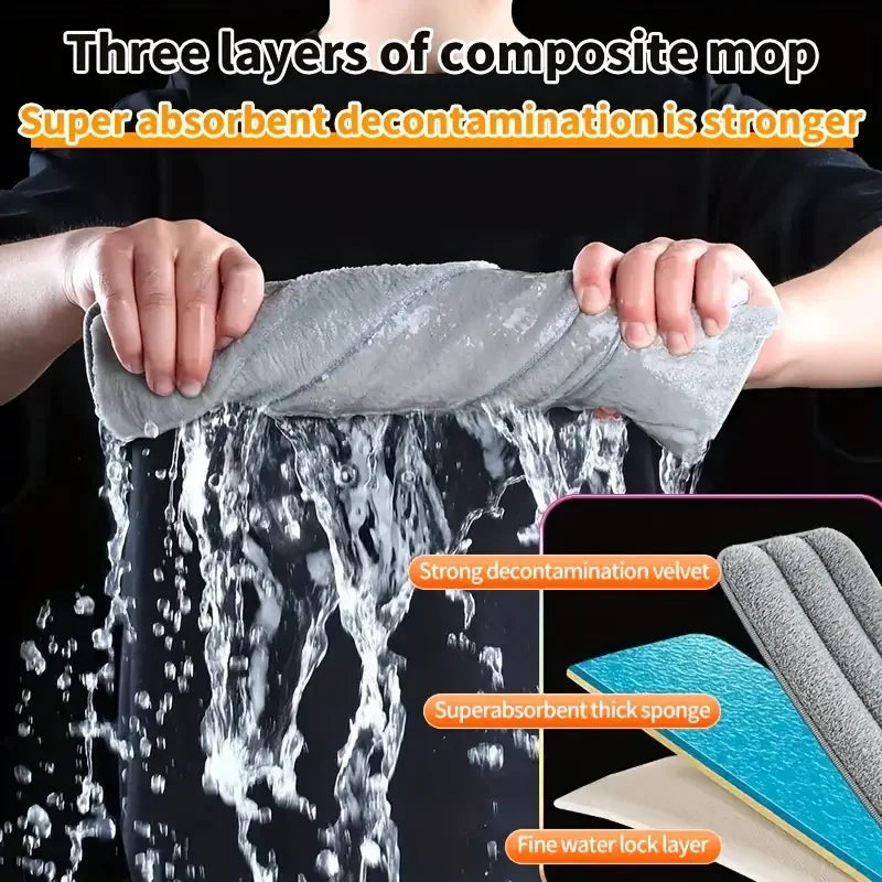 Joybos 360 Spin Mop 33cm Bucket Set Hand-Free Flat Barrel Cleaning and Squeezing with Scraper for Use at Home with Wet and Dry Mop