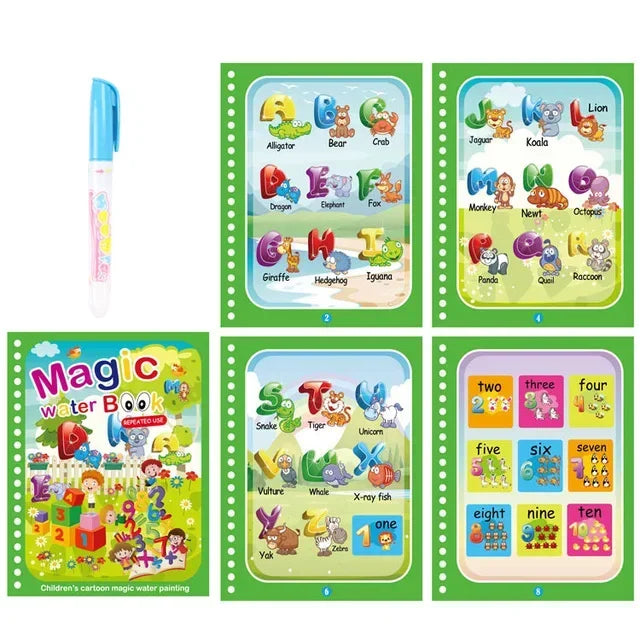 Kids' Drawing Colouring Books: Magic Water Book with Pen for Children Ages 2 to 4 Learning Education Toy Baby Montessori Toys