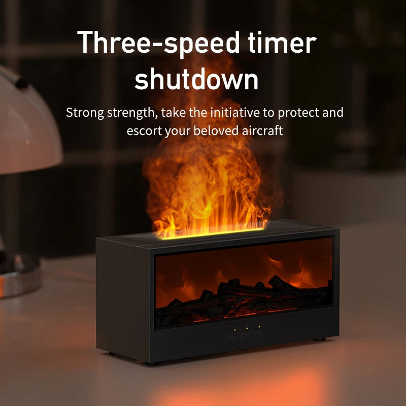 Gift-worthy VISSKO Innovative Fireplace Air Humidifier Waterless Auto-Off Aroma Essential Oil Diffuser with LED Light Remote Control