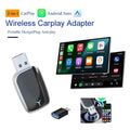 USB AI Smart Box Car Intelligent System 2-in-1 Wireless CarPlay Adapter with Android Auto Dongle Wired to Wireless Plug and Play