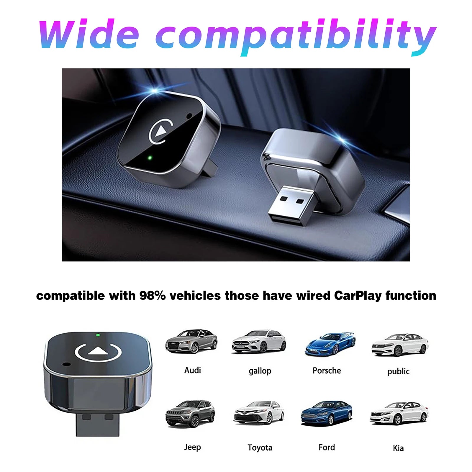 Improved Pionray Wireless CarPlay Adapter: Transform Wired to Wireless CarPlay with Stable Gearbox and No Delay