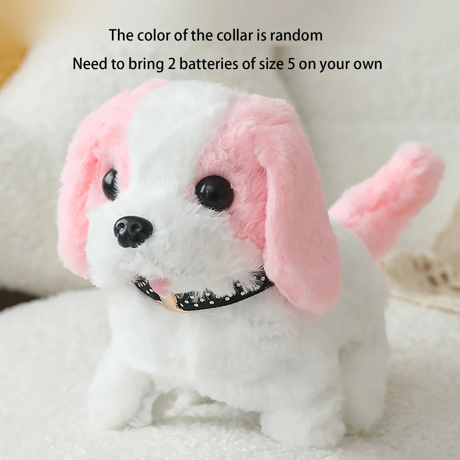 An electric puppy toy, a robotic dog, a simulated plush electronic dog, a walking and barking electronic pet, and a holiday present