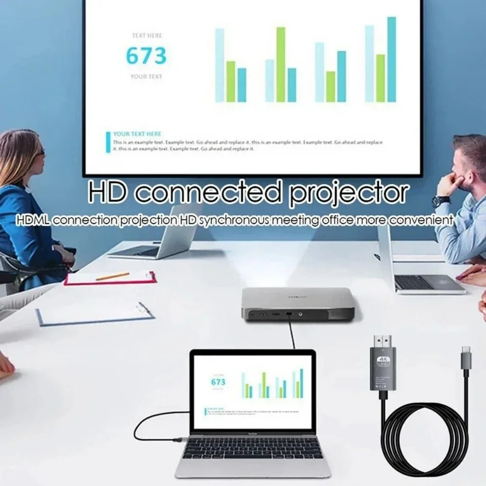Braided Screen Projection Cable Type C to HD 4K 60Hz HD Video Conversion Cable USB C to HDTV Adapter