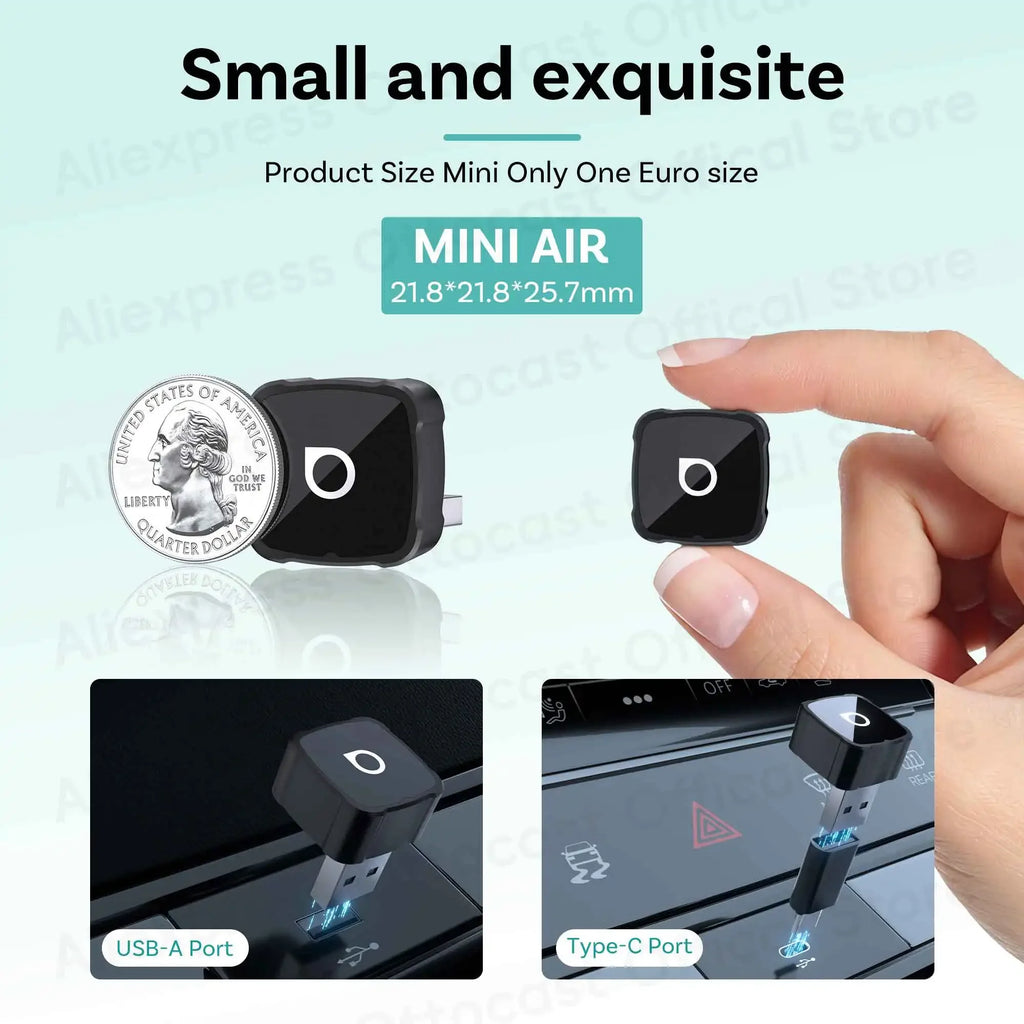 Ottocast Mini Air Tiny Cube 4.0 Wireless CarPlay Android Auto Adapter for iPhone iOS Mirroring Cast Screen Automotive Accessories 2026