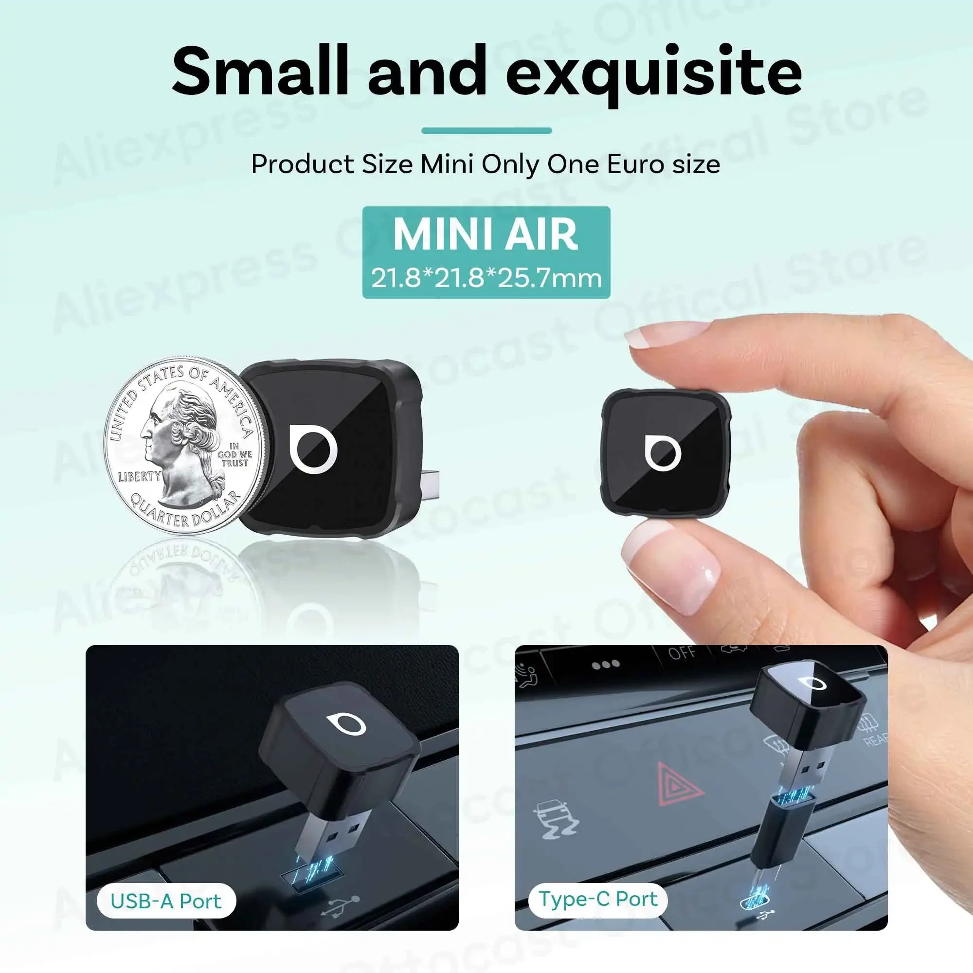 Ottocast Mini Air Tiny Cube 4.0 Wireless CarPlay Android Auto Adapter for iPhone iOS Mirroring Cast Screen Automotive Accessories 2026