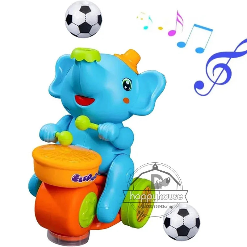 Children's Musical Walking Elephant Drummer Toys with LED Light Music, Sensory Activity Toys, Educational Toys