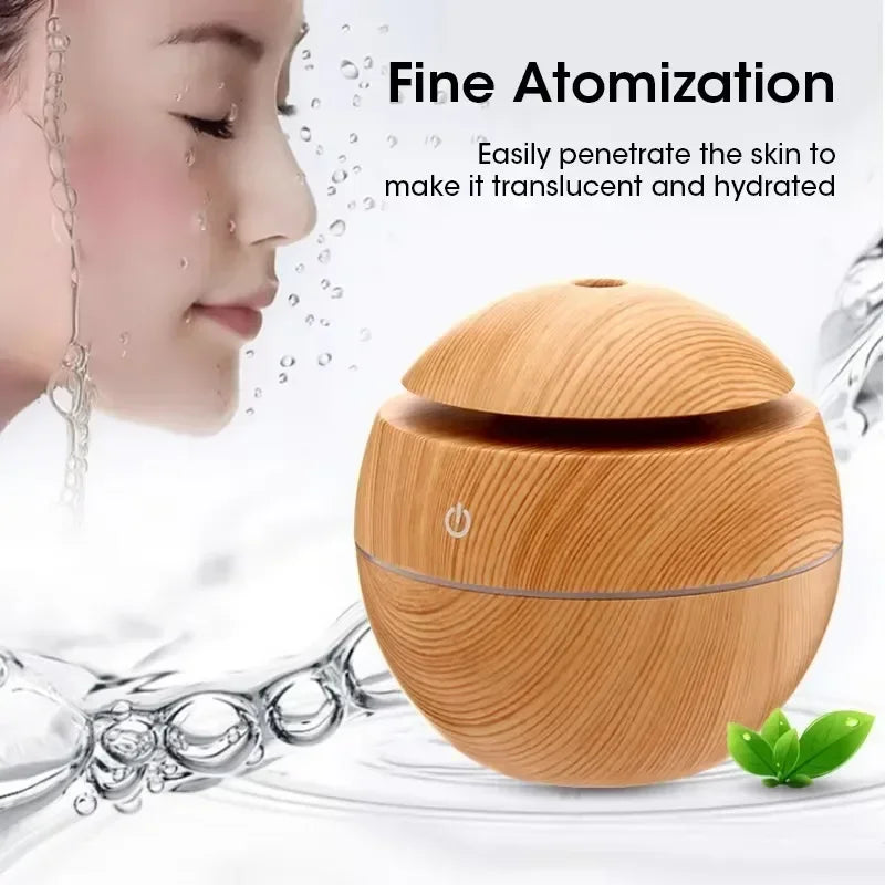Mini Wood Grain Air Humidifier USB Ultrasonic Cool Mist Sprayer Essential Oil Fragrance Electric Air Aroma Diffuser Purifier