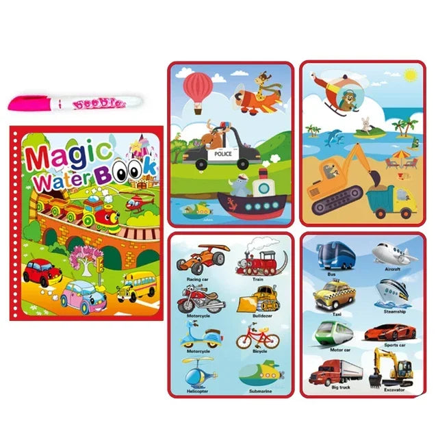 Kids' Drawing Colouring Books: Magic Water Book with Pen for Children Ages 2 to 4 Learning Education Toy Baby Montessori Toys