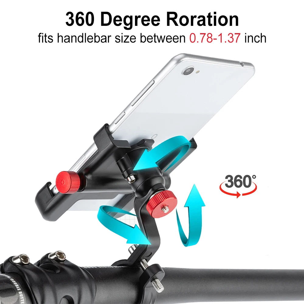 Bike Phone Mount Adjustable Non-Slip Aluminium Handlebar Bicycle Phone Holder for iPhone 13, 12, 11, Samsung S22, and S21