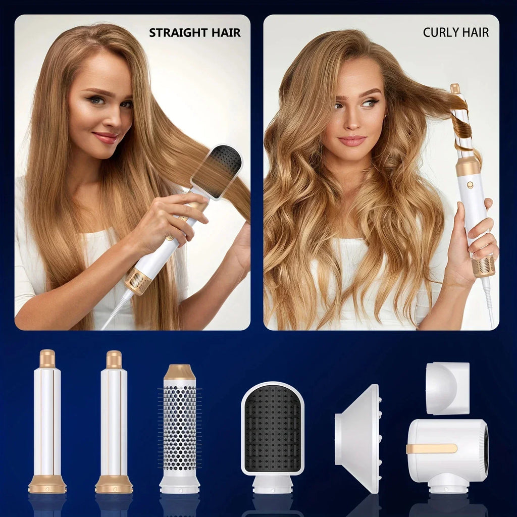Professional Negative Ion Curling Iron Hair Straightener Brushless Motor High Speed Hair Dryer Hot Comb Set, 7-in-1 Hair Dryer