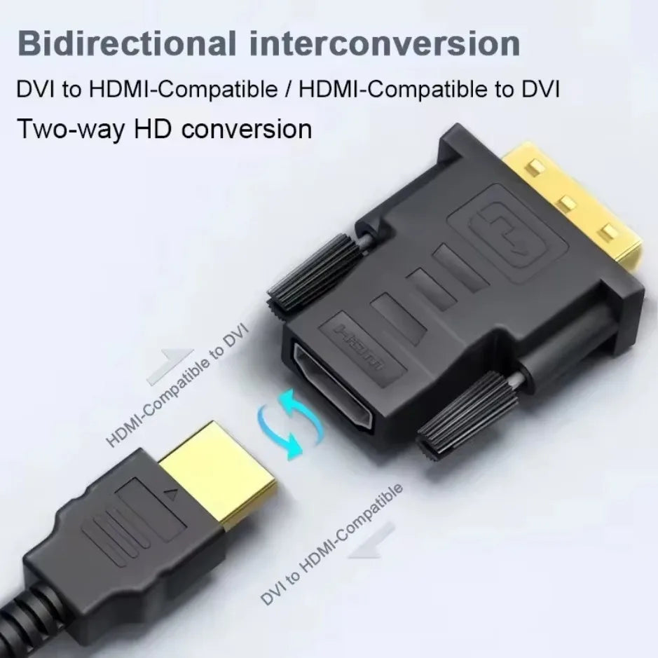 XIKCU 2025 DVI Male to HDMI-compatible Video Converter for PC HD TV Projector DVI to HDMI-Compatible Adapter DVI Plated Plug