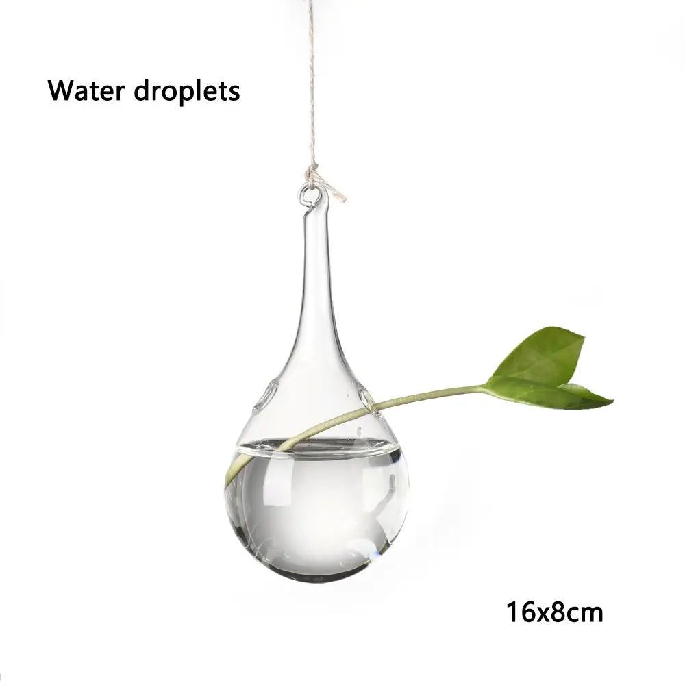 Adorable Glass Vase with Transparent Hanging Glass for Hydroponic Plant Pot Container, Birds, Angels, Peaches, and Water Droplets