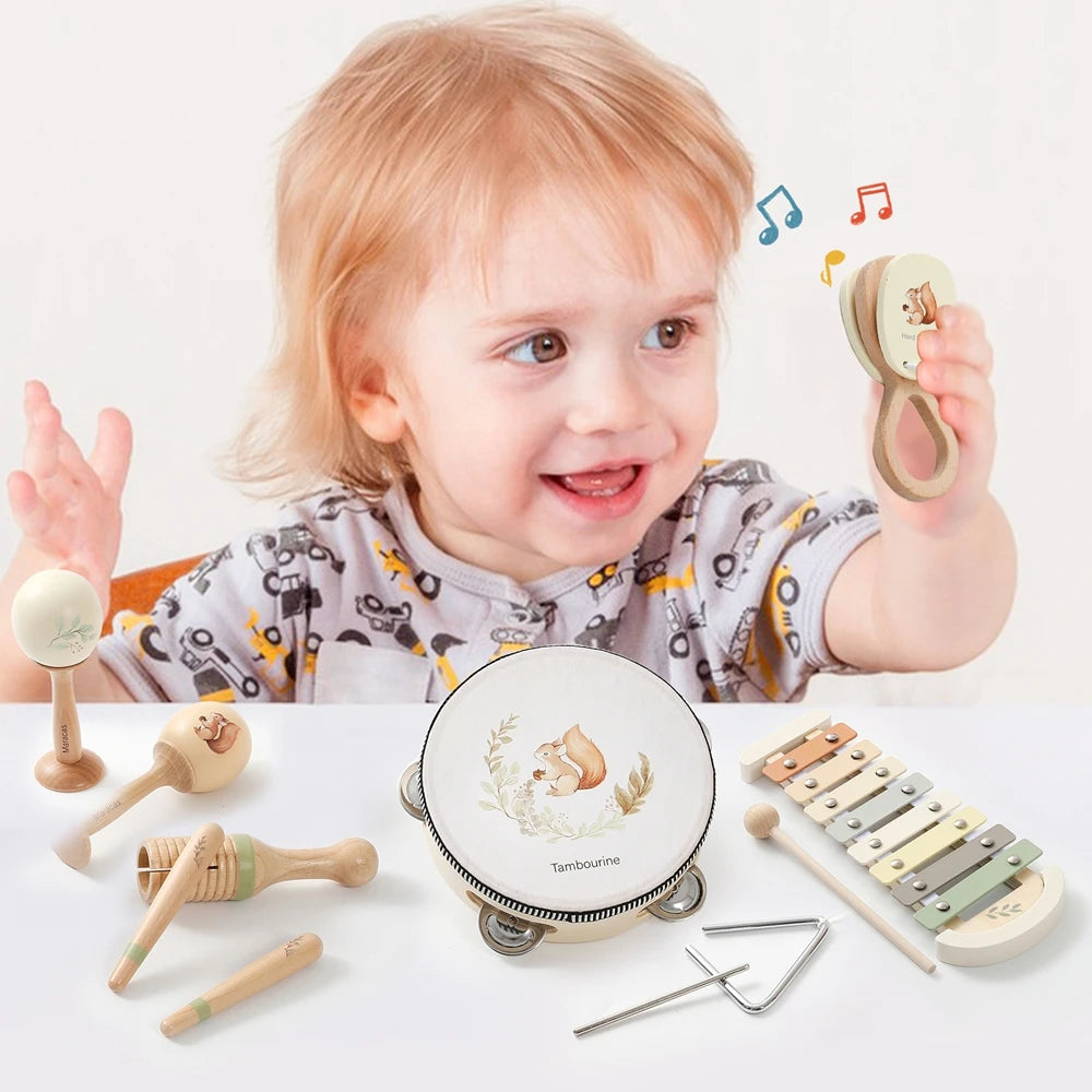 Musical Instruments Montessori Music Drum Xylophone Children's Early Educational Wooden Instruments Baby Toys 0–12 Months