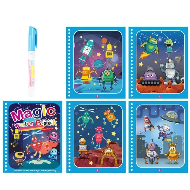 Kids' Drawing Colouring Books: Magic Water Book with Pen for Children Ages 2 to 4 Learning Education Toy Baby Montessori Toys