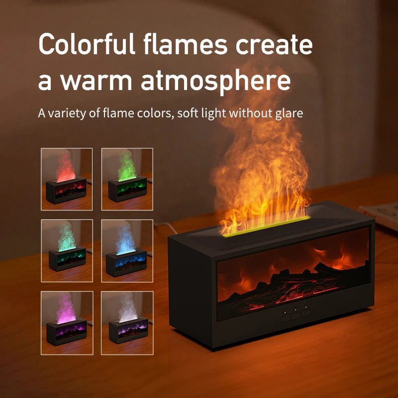 Gift-worthy VISSKO Innovative Fireplace Air Humidifier Waterless Auto-Off Aroma Essential Oil Diffuser with LED Light Remote Control