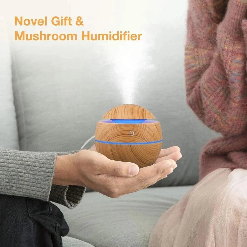 Mini Wood Grain Air Humidifier USB Ultrasonic Cool Mist Sprayer Essential Oil Fragrance Electric Air Aroma Diffuser Purifier