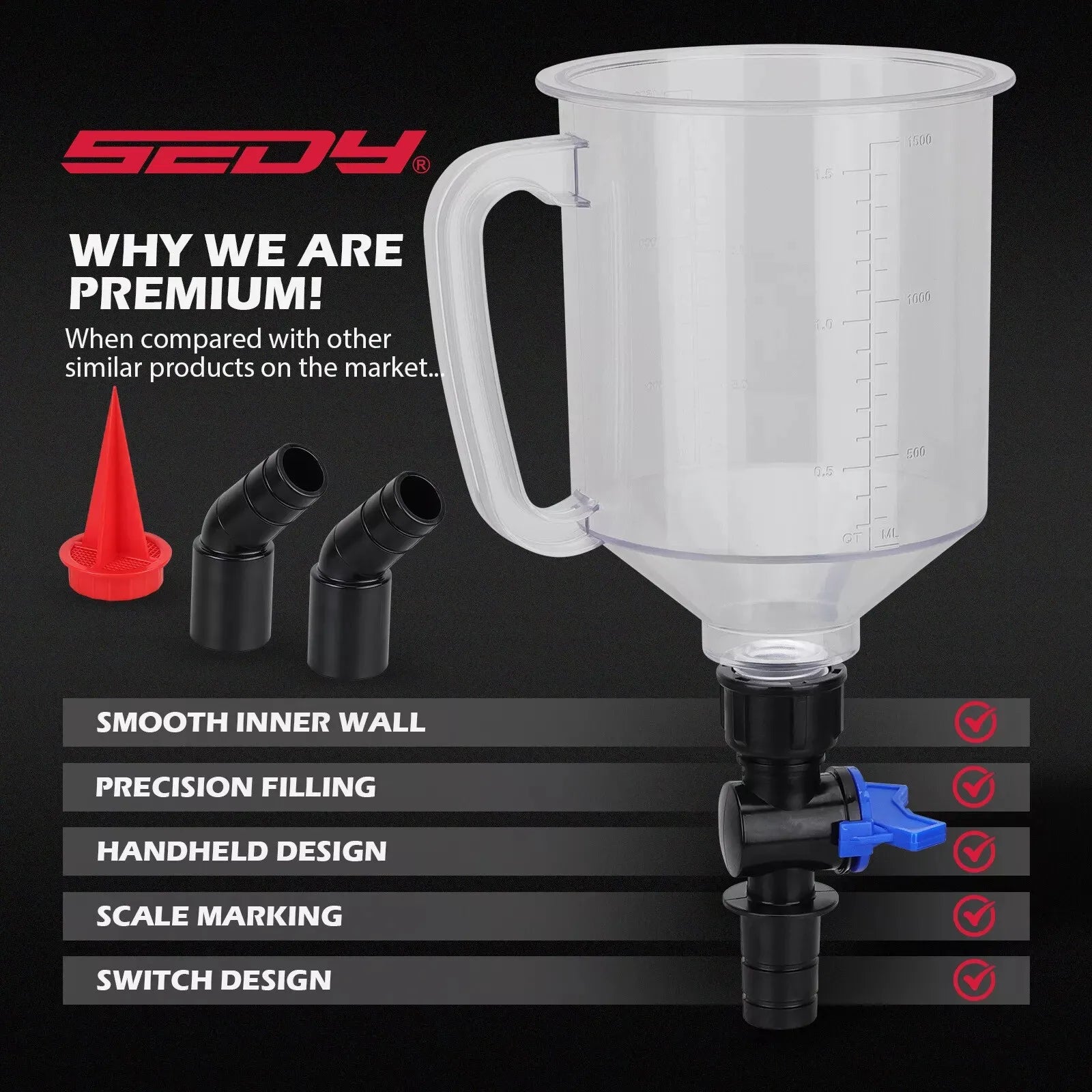 Elbow Fitting, Arrow Screen Magnetic Storage, 18-piece Engine Oil Funnel Set, 1.59-quart Automotive Oil Funnel Kit with 12 Adapters