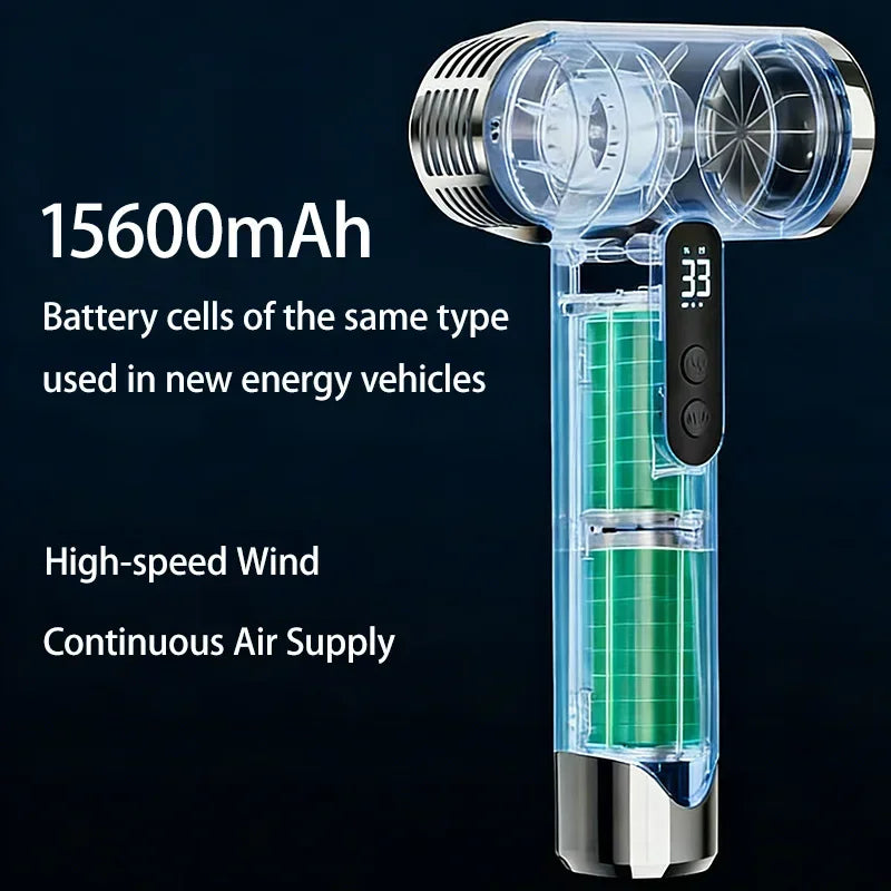 For drying hair and artwork, a portable, battery-operated, cordless hair dryer with intelligent temperature control