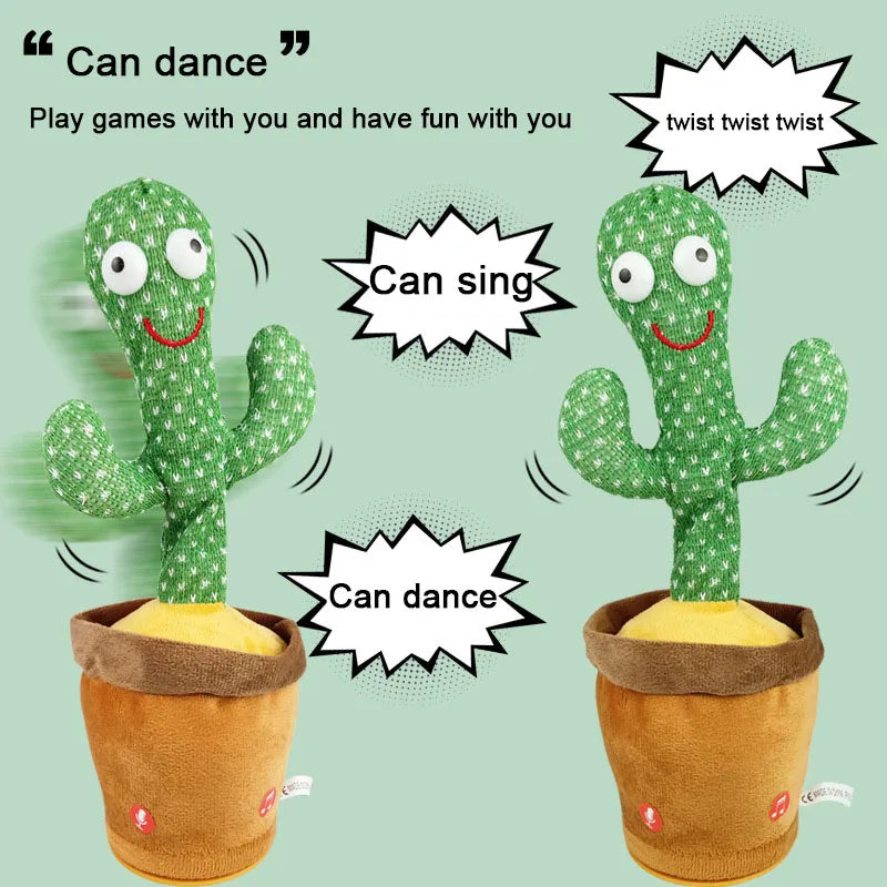 Glowing Stuffed Toy for Baby Boys and Girls with Clothes, Dancing Talking Cactus Toys, Singing, Mimicking, Recording, and Repeating What You Say