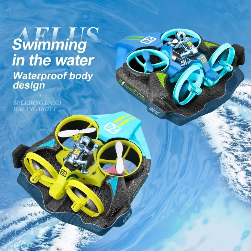 Children's RC Mini Drone Altitude Hold Headless Mode 3-in-1 Sea Land Air Flight 2.4G 6-Axis Quadcopter Boat RC Helicopter