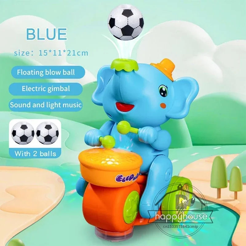 Children's Musical Walking Elephant Drummer Toys with LED Light Music, Sensory Activity Toys, Educational Toys
