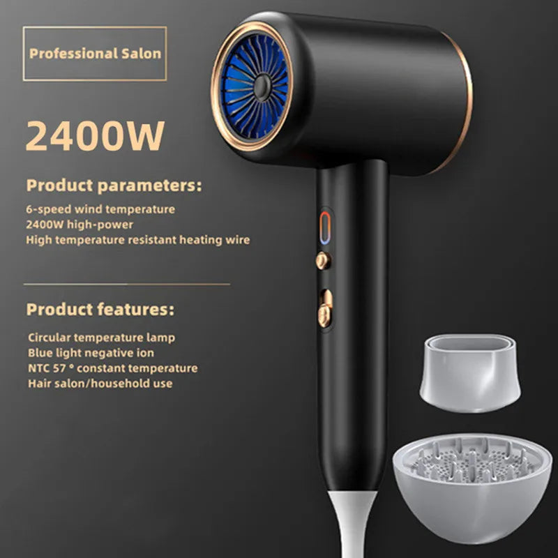 Manufacturer's Direct Selling 2400w High-Power Negative Ion Blue Light Hair Dryer for Home and Salon Use