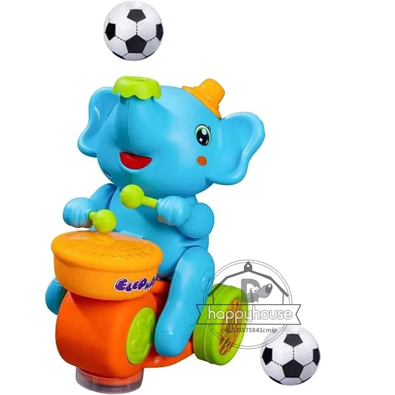 Children's Musical Walking Elephant Drummer Toys with LED Light Music, Sensory Activity Toys, Educational Toys