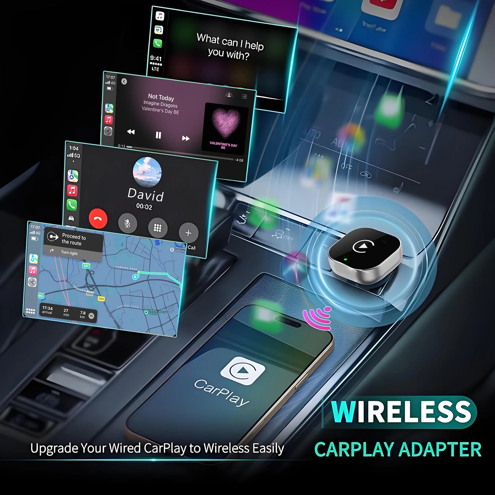 Improved Pionray Wireless CarPlay Adapter: Transform Wired to Wireless CarPlay with Stable Gearbox and No Delay