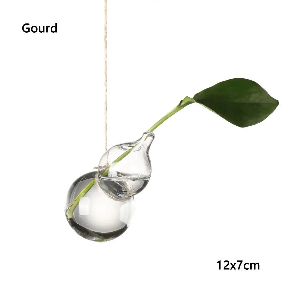 Adorable Glass Vase with Transparent Hanging Glass for Hydroponic Plant Pot Container, Birds, Angels, Peaches, and Water Droplets