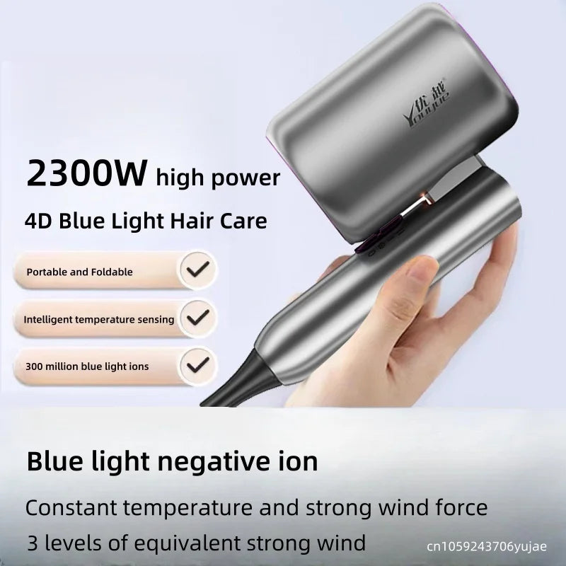 Popular Professional Hair Dryer: Foldable Electric Hair Dryer with Blue Light, High Power, Negative Ion, Salon Hair Tools, Home