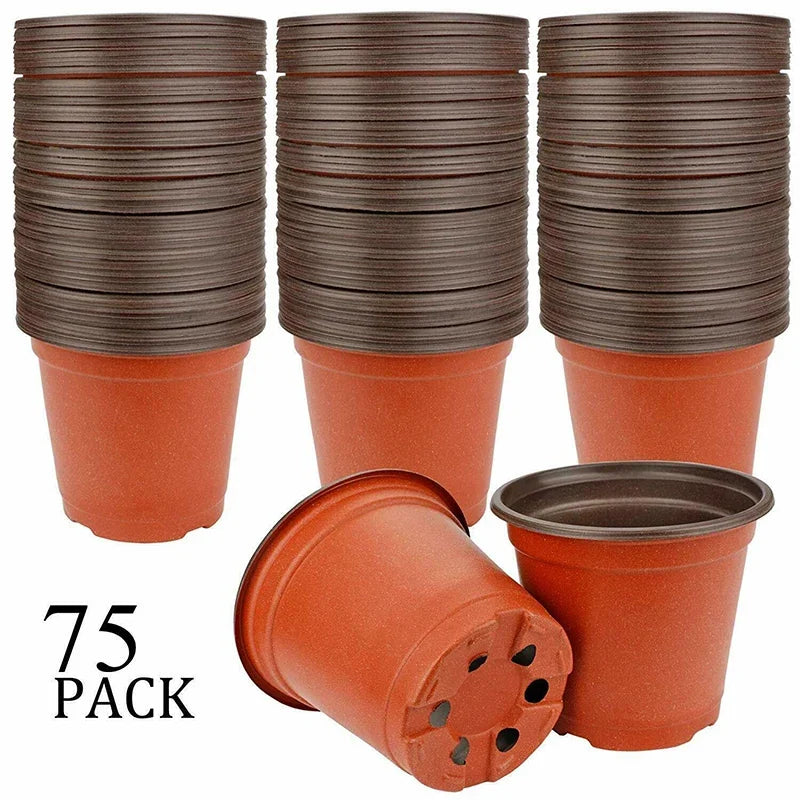 75 Flexible Plant Nursery Pots: Plastic Flower Plant Containers for Succulents, Seedlings, Cuttings, and Transplants