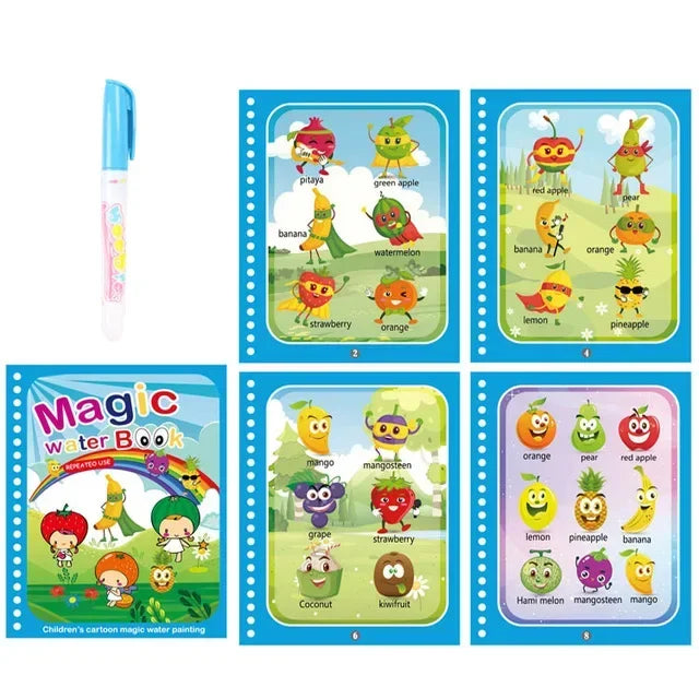 Kids' Drawing Colouring Books: Magic Water Book with Pen for Children Ages 2 to 4 Learning Education Toy Baby Montessori Toys
