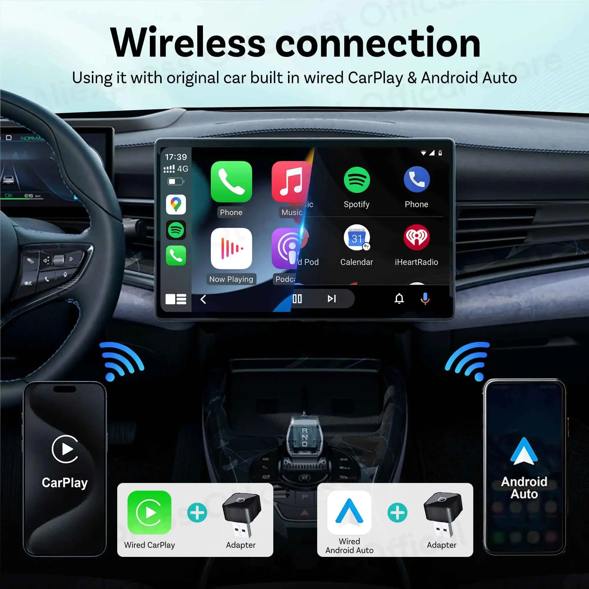 Ottocast Mini Air Tiny Cube 4.0 Wireless CarPlay Android Auto Adapter for iPhone iOS Mirroring Cast Screen Automotive Accessories 2026