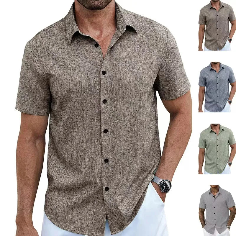 Men's New Lapel Short Sleeve Shirt for Summer: Adaptable Business Casual Top