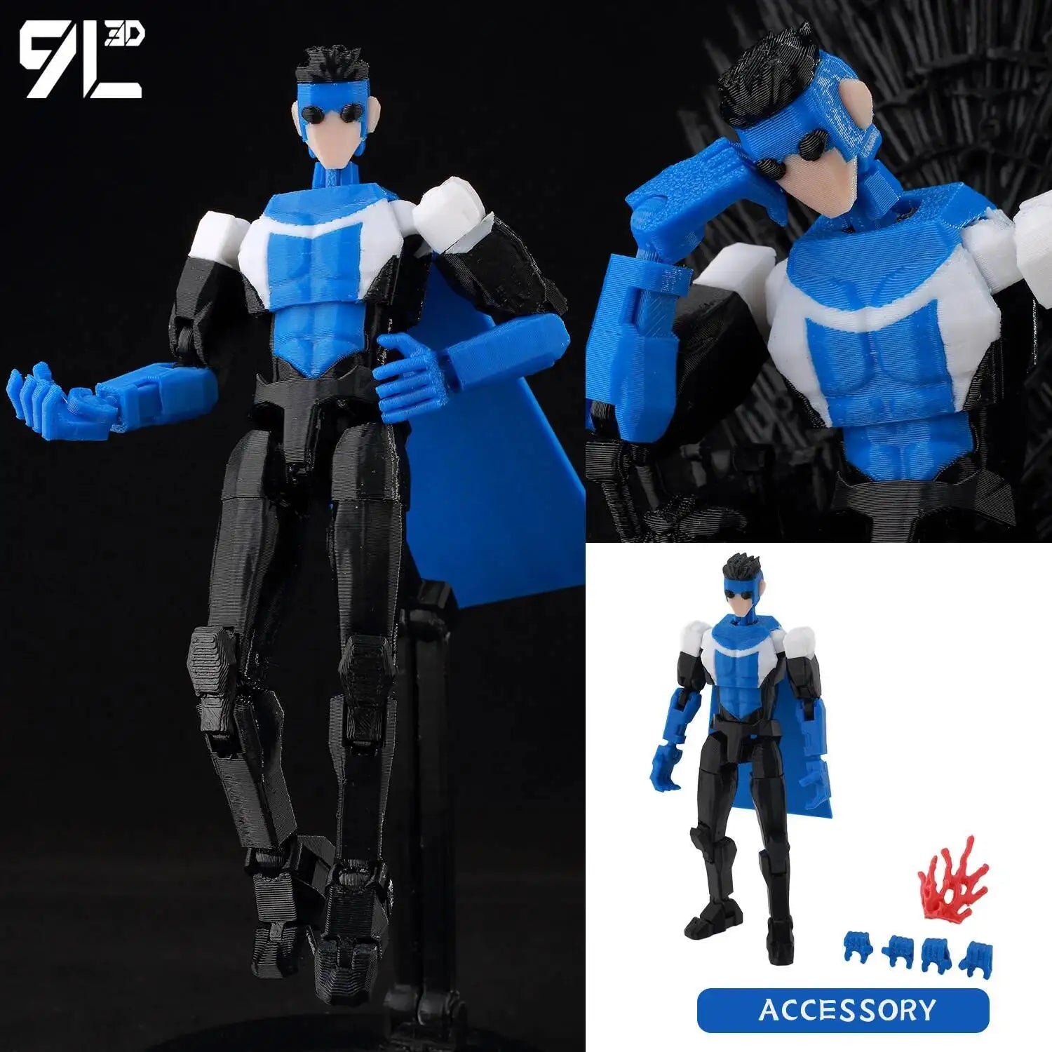 Superheroes Invincible 2.0 Anime Multi-Jointed Shapeshift Toys, Action Figures, Mannequin Model Ornaments, and Gifts Made with 9L3D Printing
