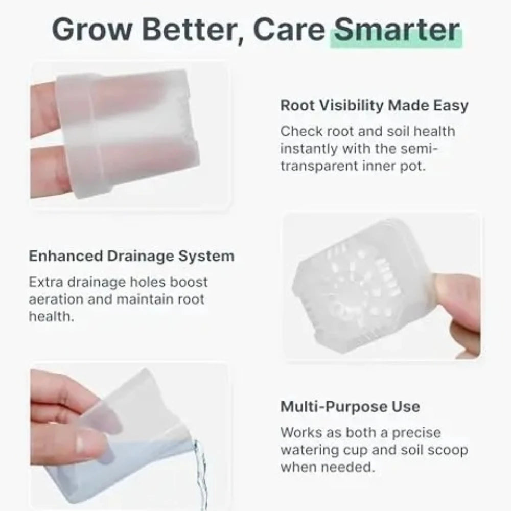 15 Self-Watering Plant Pots with Reservoirs for Mini Seedlings, Flowerpots, and Translucent Plastic Planters