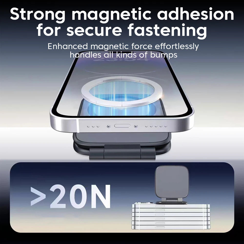 Adjustable, foldable, anti-shake, ultrathin car magnetic mobile phone holder with universal stand accessories