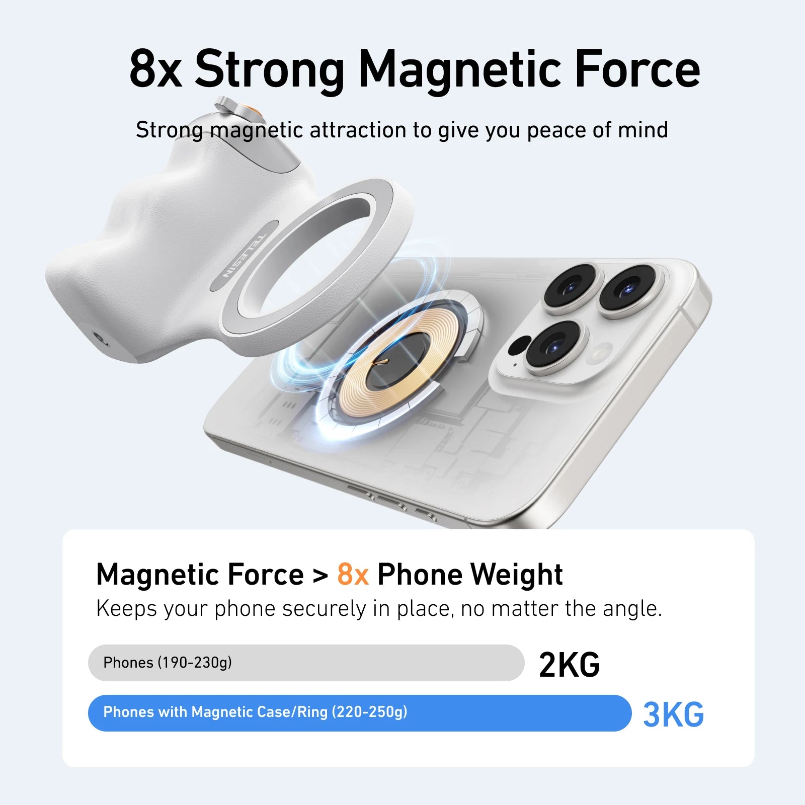 For iPhones and Android phones, TELESIN Phone Camera Shoot Hand Grip Magnetic Smart Phone Holder Shooting Aid Remote Control Handle