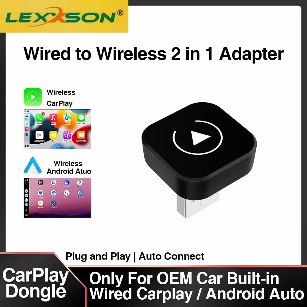 AI Smart Box Car Intelligent Systems for Wired CarPlay Cars with a 2-in-1 Wireless CarPlay Dongle and Wireless Android Auto Adapter