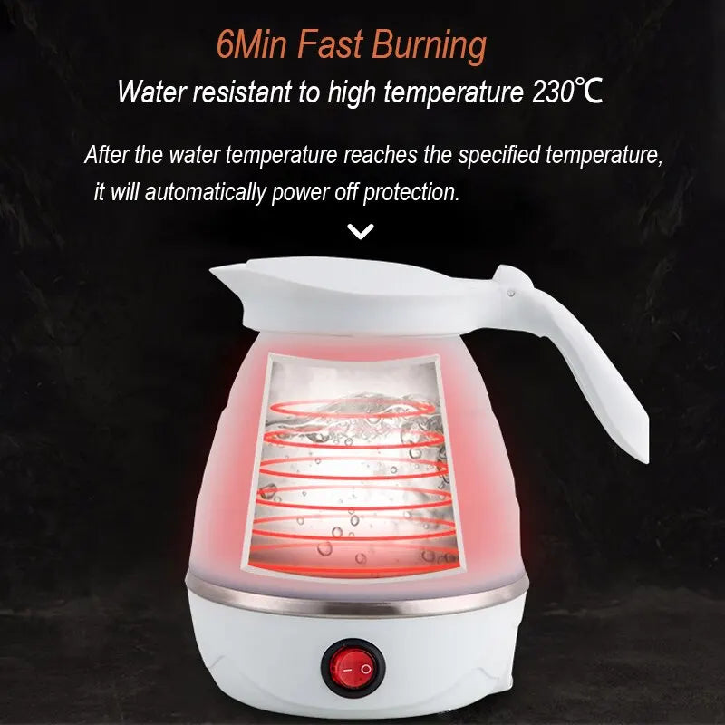 220V Kitchen Appliances Water Boiling Pot, Foldable and Transportable 600ML Household Travel Electric Water Kettle