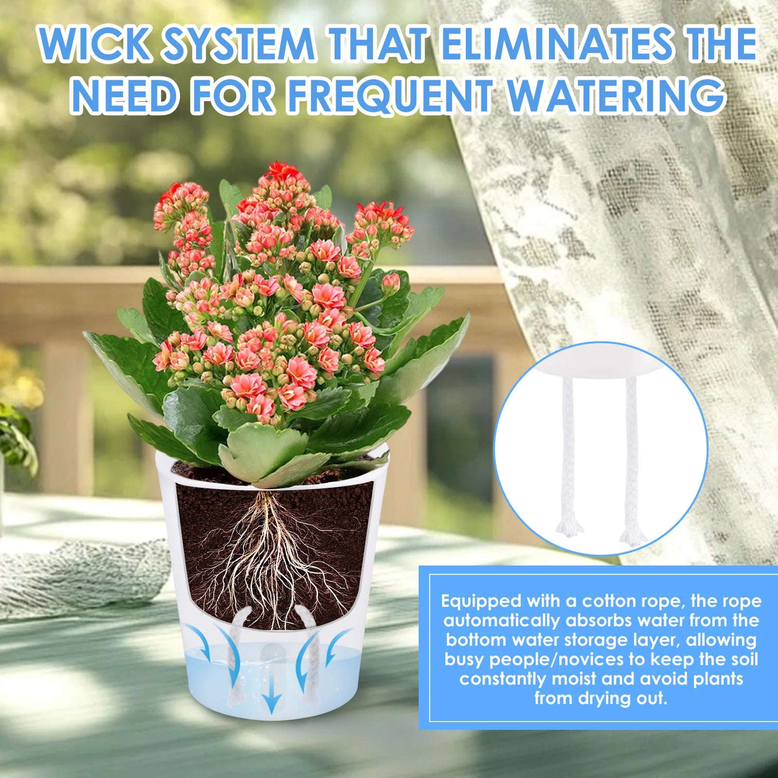 Ten Self-Watering Planters with Self-absorbing Flower Pots for Lazy Hydroponic Desktop Decorations Made of Translucent Plastic