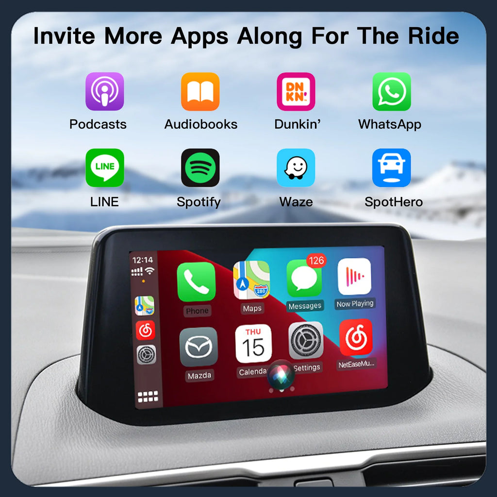 Retrofit Mazda 2 3 6 CX3 CX5 CX8 CX9 MX5 TK78669U0C Kit's NEW P3 Wireless Apple CarPlay Android Auto Adapter USB Hub OEM