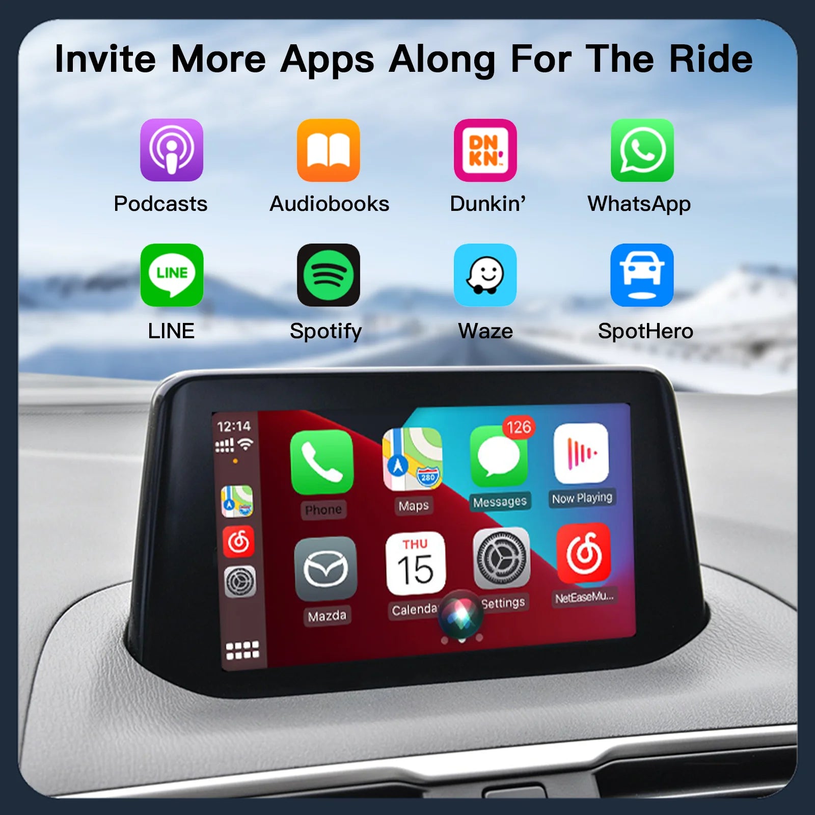 Retrofit Mazda 2 3 6 CX3 CX5 CX8 CX9 MX5 TK78669U0C Kit's NEW P3 Wireless Apple CarPlay Android Auto Adapter USB Hub OEM