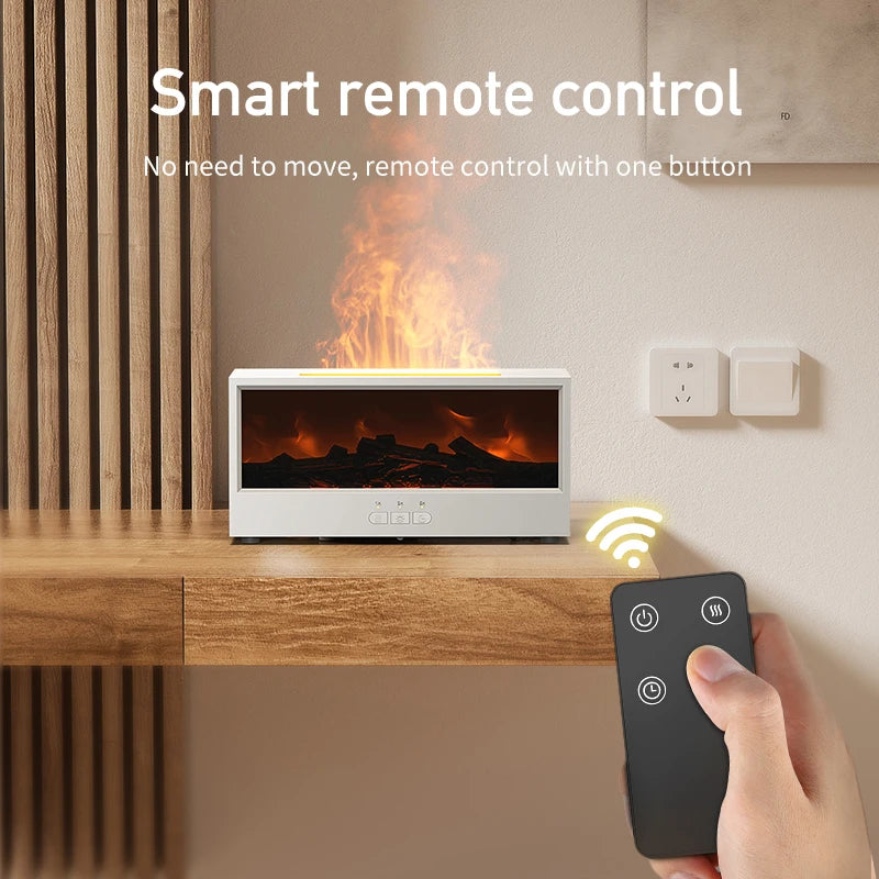 Gift-worthy VISSKO Innovative Fireplace Air Humidifier Waterless Auto-Off Aroma Essential Oil Diffuser with LED Light Remote Control