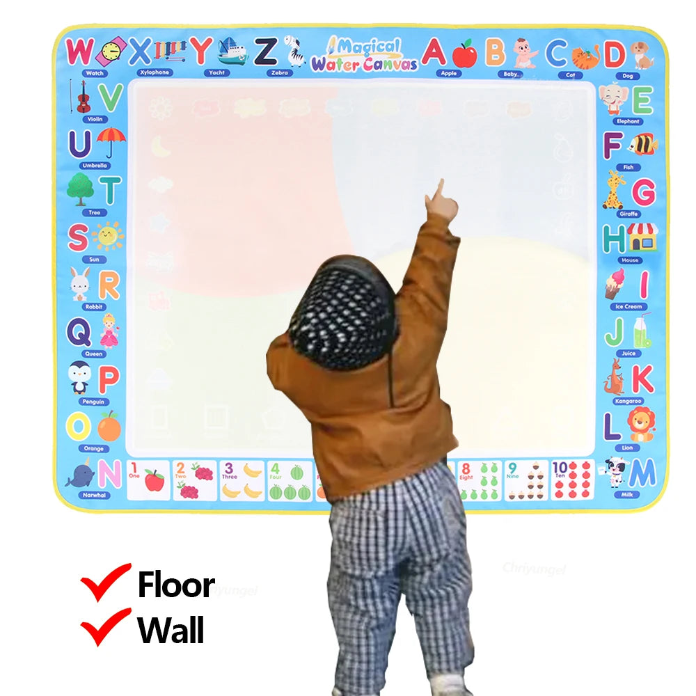Doodle Montessori Painting 39x31 inches, 100x80 cm Magic Water Drawing Mat with Reusable Magic Pens, Children's Drawing Board Toy