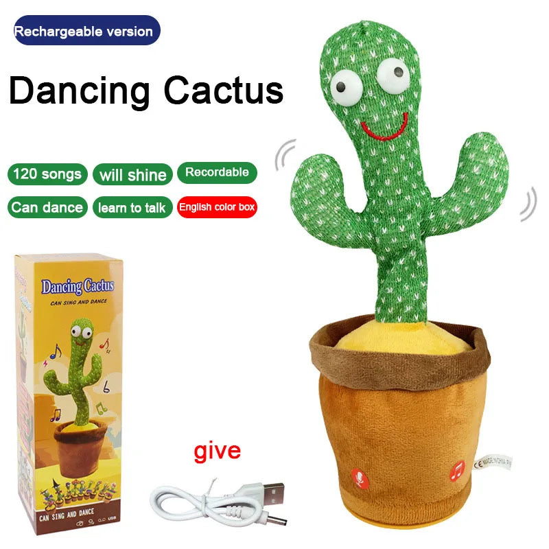 Glowing Stuffed Toy for Baby Boys and Girls with Clothes, Dancing Talking Cactus Toys, Singing, Mimicking, Recording, and Repeating What You Say
