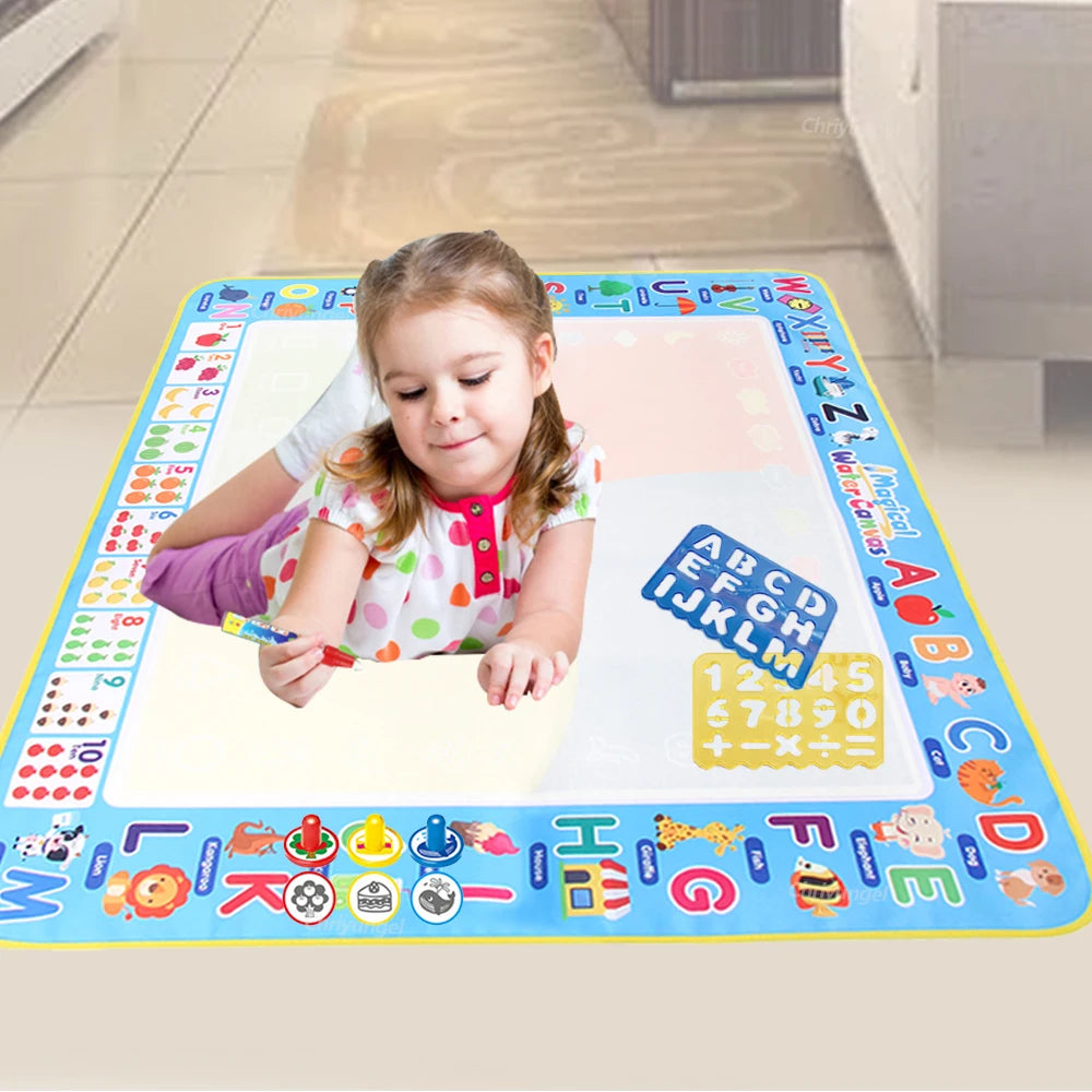 Doodle Montessori Painting 39x31 inches, 100x80 cm Magic Water Drawing Mat with Reusable Magic Pens, Children's Drawing Board Toy