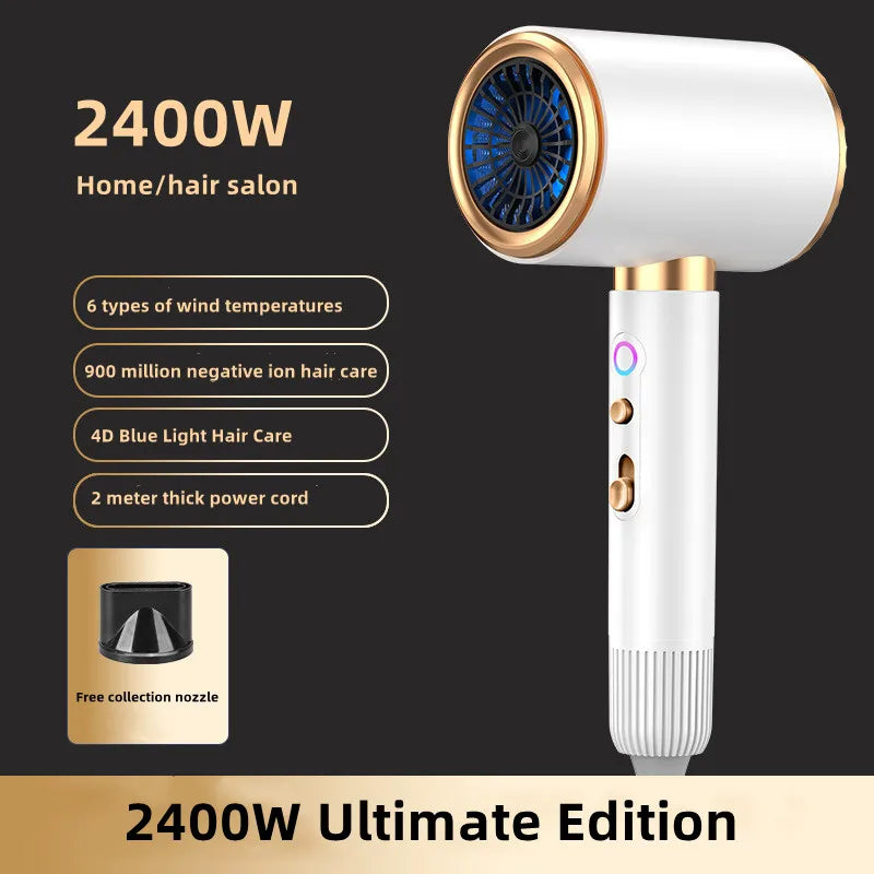 Manufacturer's Direct Selling 2400w High-Power Negative Ion Blue Light Hair Dryer for Home and Salon Use