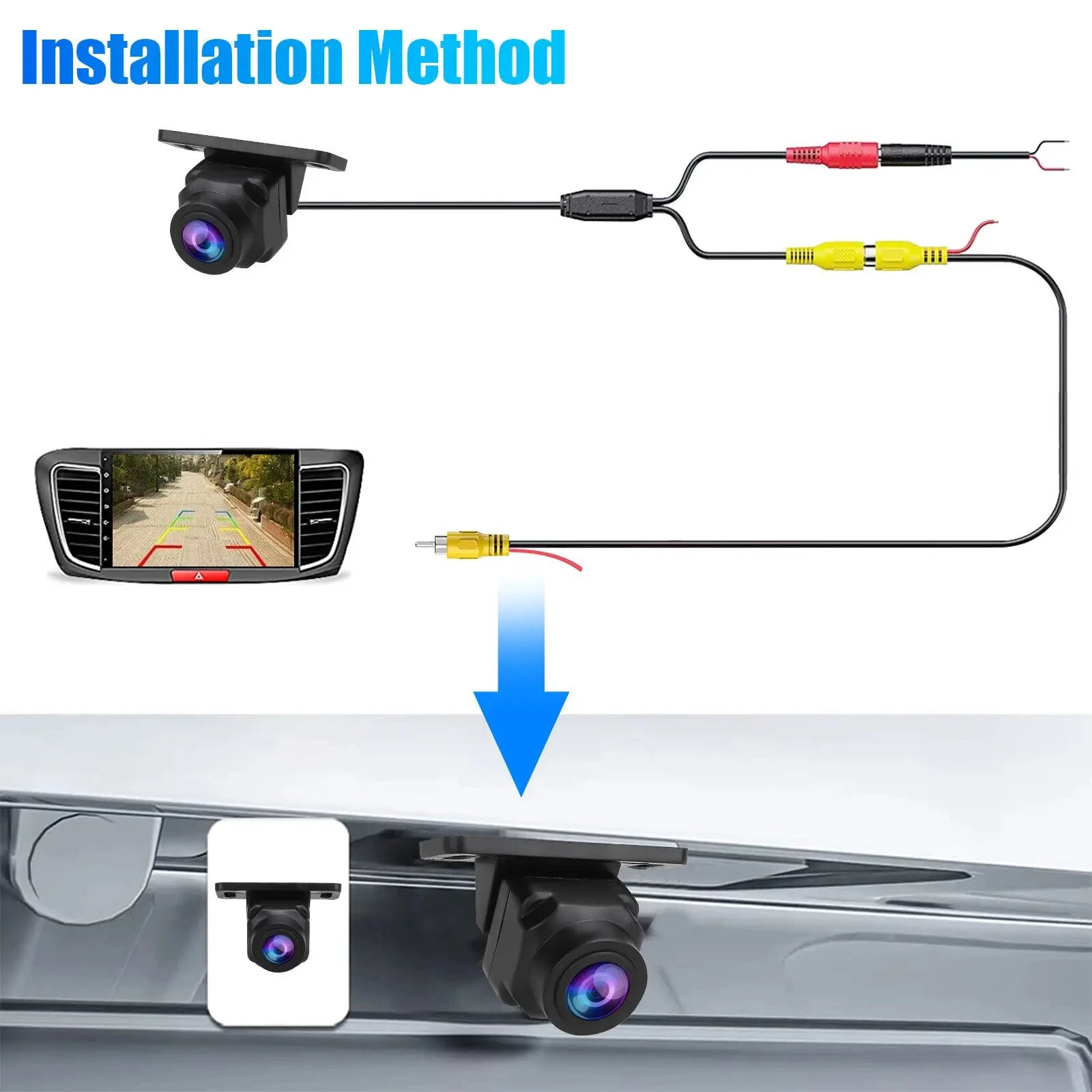 Rear View Camera for Car 1080P 170° Wide Angle Adjustable Anti-Interference Night Vision Waterproof Auto Parking Backup Camera New